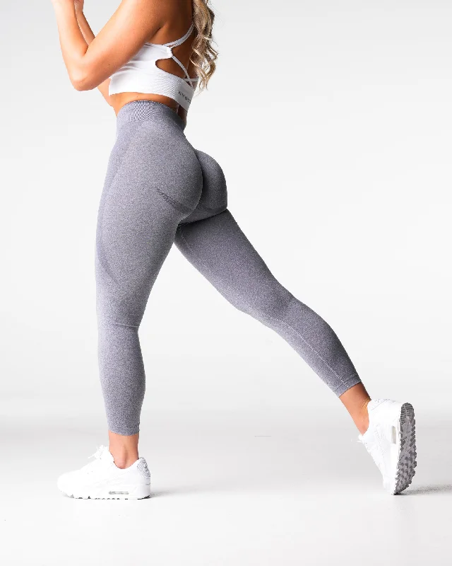 Grey Mid Rise Contour Seamless Leggings