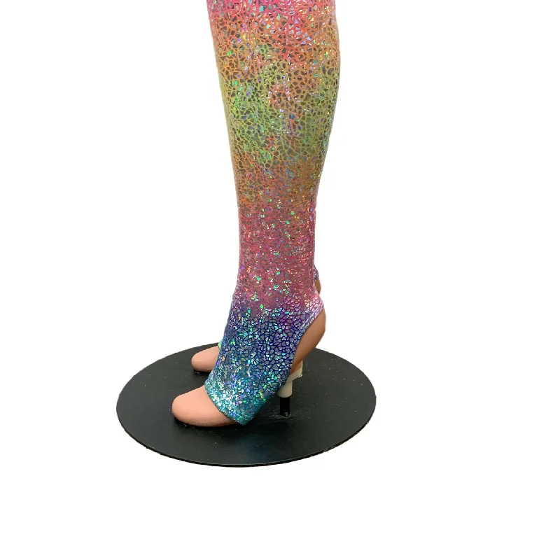 Holographic Rainbow Stirrup Leggings