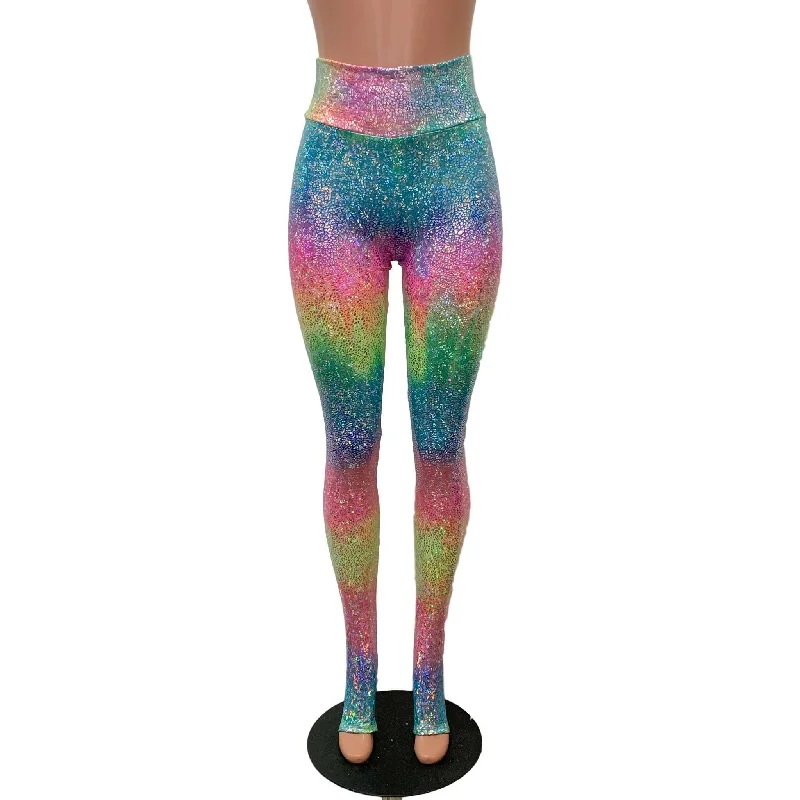 Holographic Rainbow Stirrup Leggings