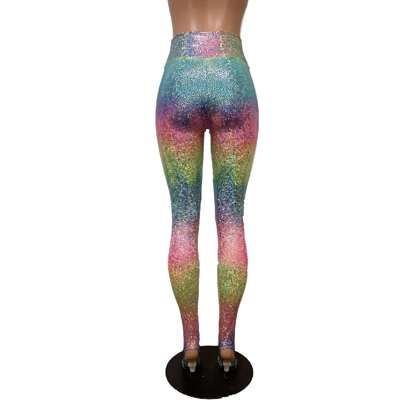 Holographic Rainbow Stirrup Leggings