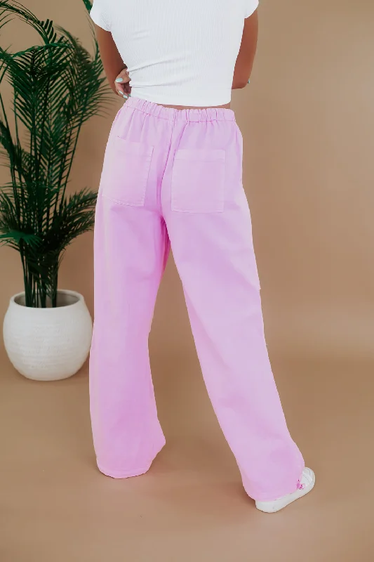 Mid Rise Pink Parachute Pants