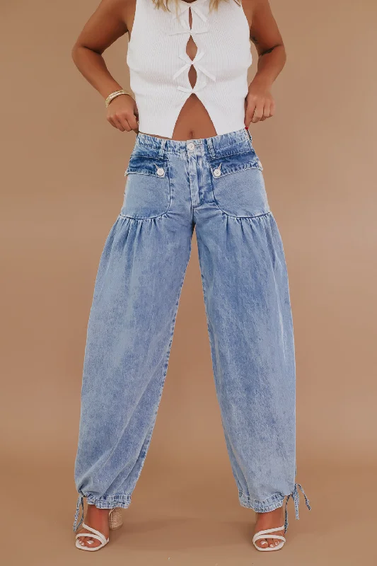 Lightweight Denim Parachute Pants