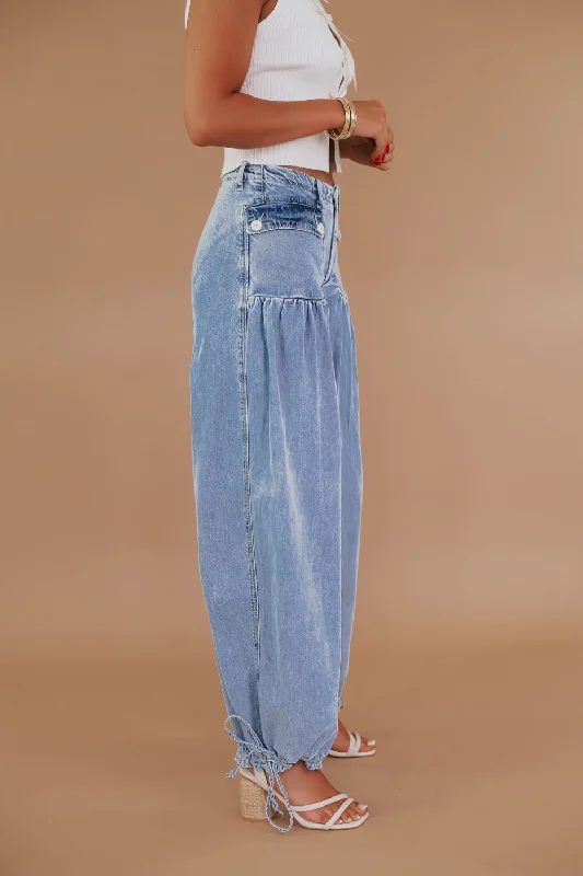 Lightweight Denim Parachute Pants