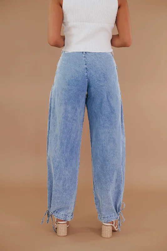 Lightweight Denim Parachute Pants