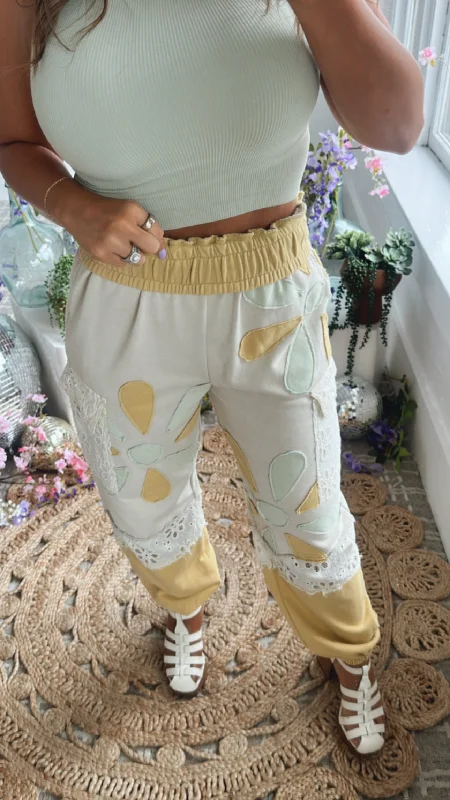 Oli & Hali: Floral Patchwork Jogger, Yellow