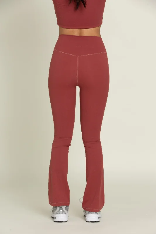 Pale Red Flare Yoga Pants