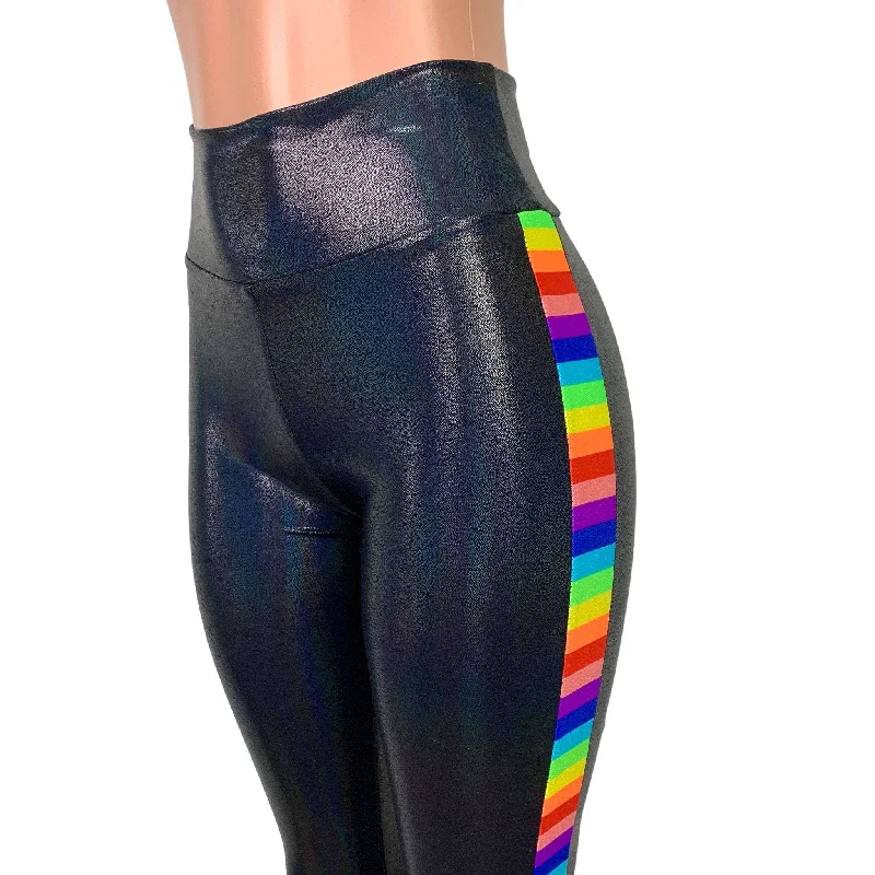 Rainbow Pride Holographic Leggings - High-Waisted