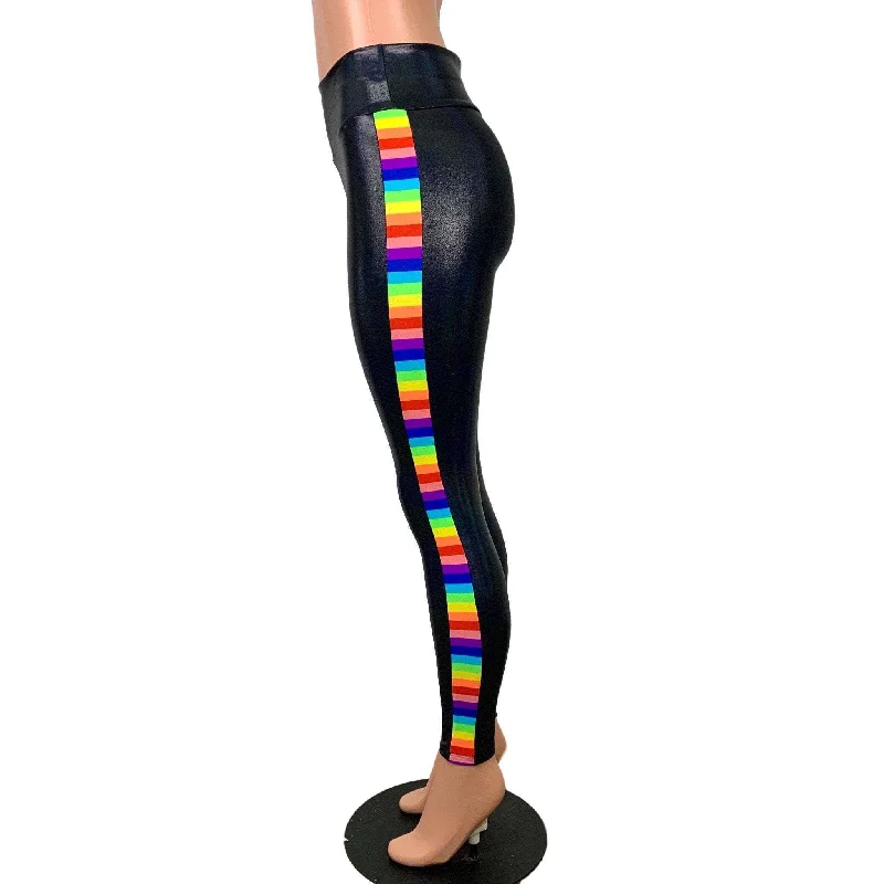 Rainbow Pride Holographic Leggings - High-Waisted