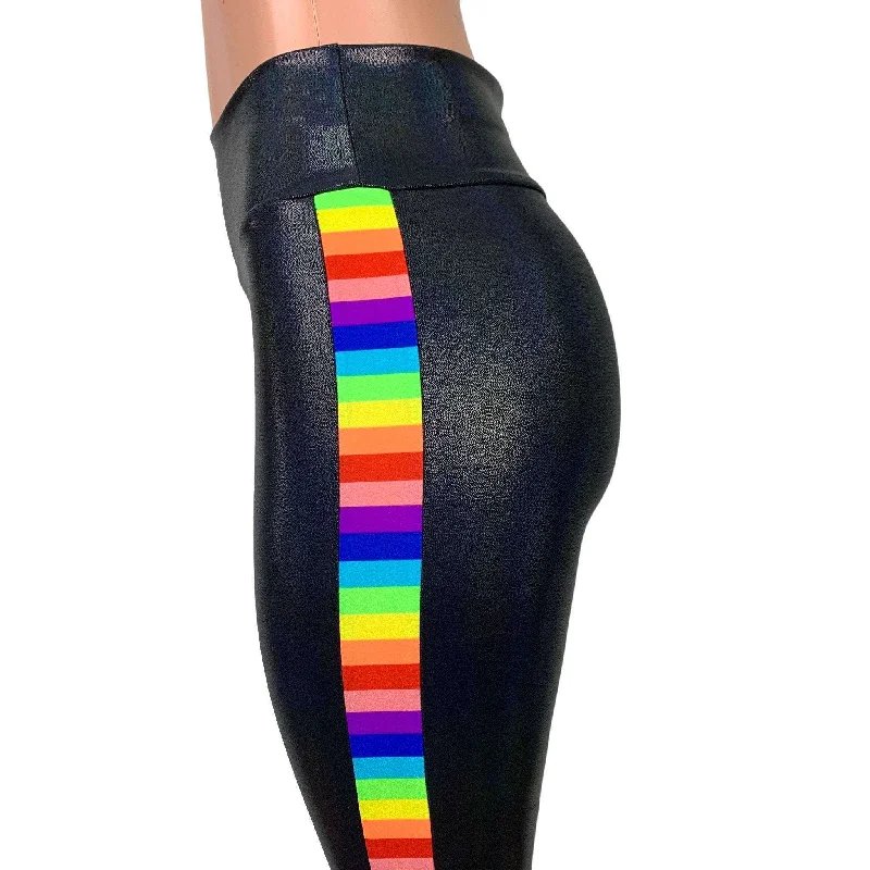 Rainbow Pride Holographic Leggings - High-Waisted