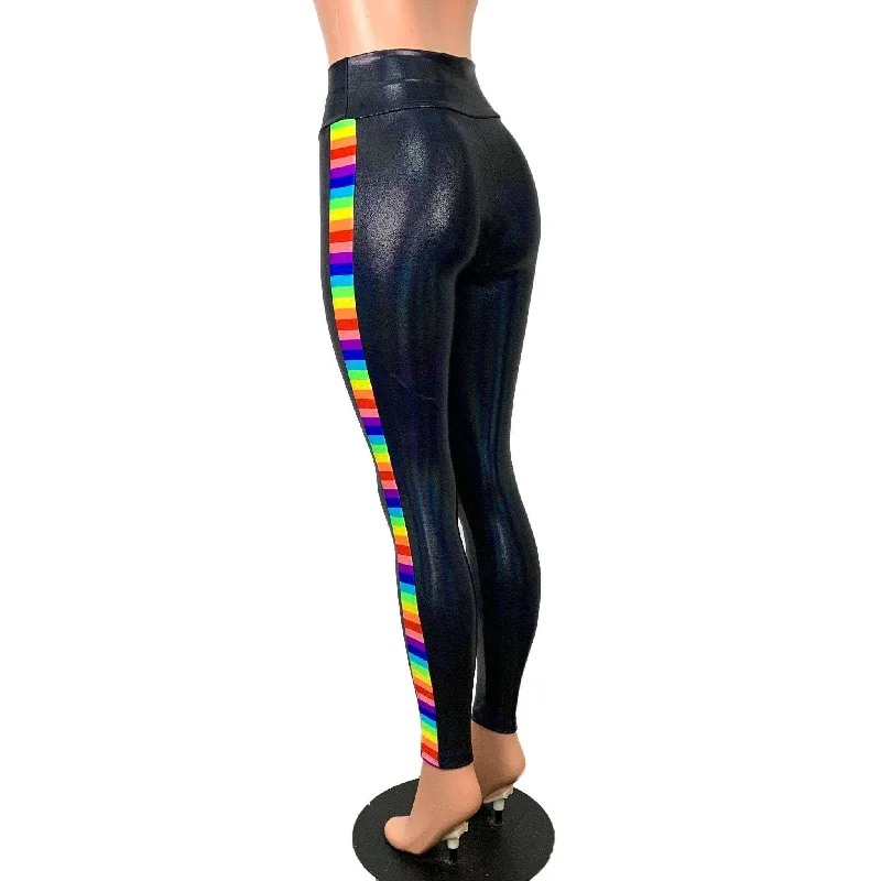 Rainbow Pride Holographic Leggings - High-Waisted