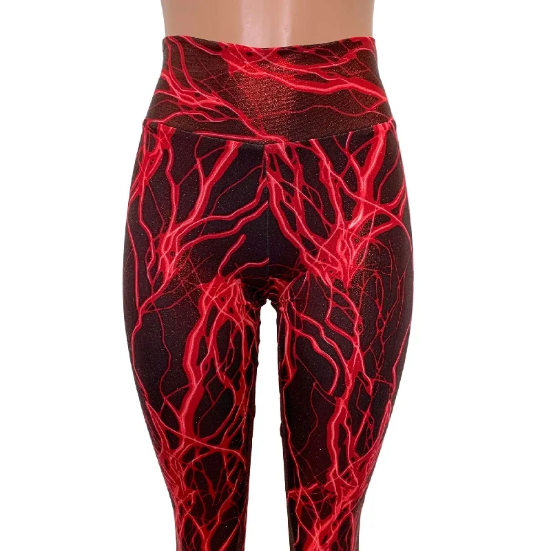 SALE - SMALL ONLY - Red Lightning High Waist Leggings