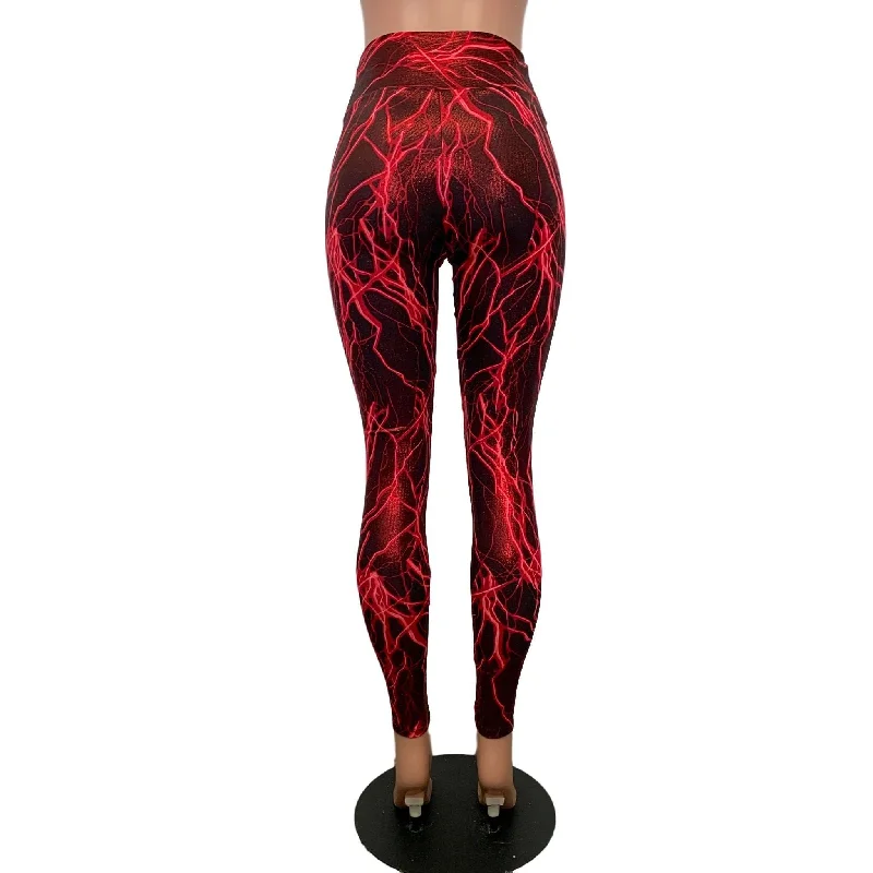 SALE - SMALL ONLY - Red Lightning High Waist Leggings