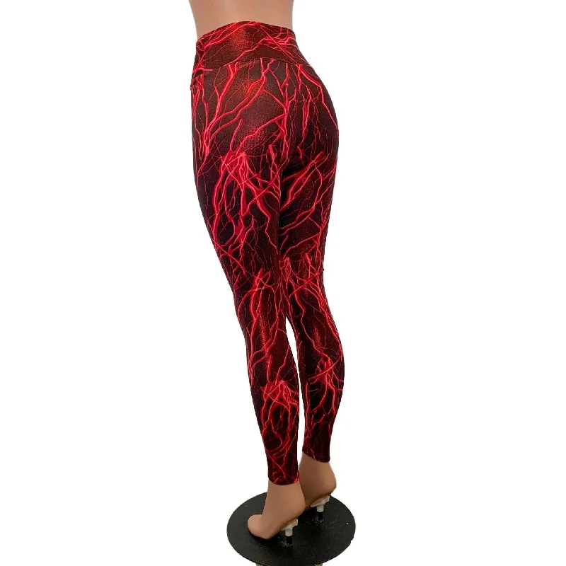 SALE - SMALL ONLY - Red Lightning High Waist Leggings