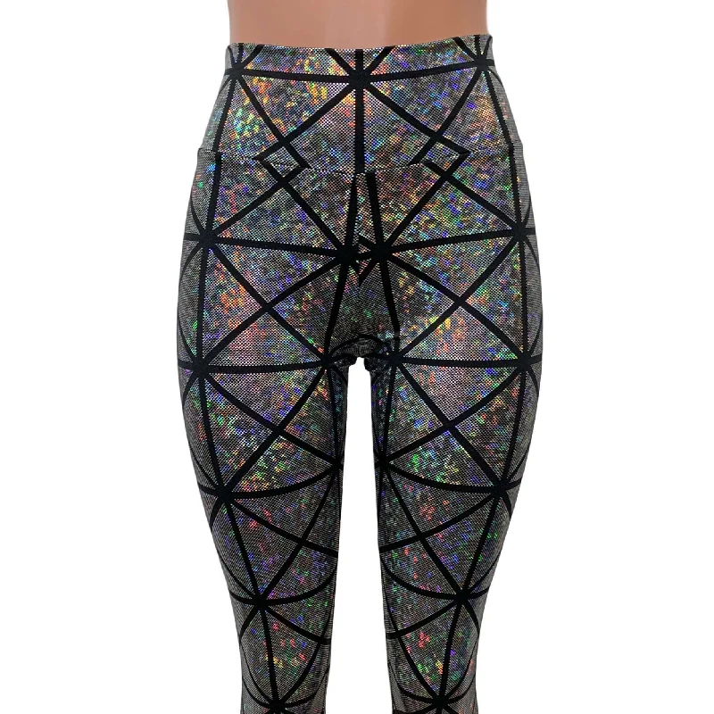 Silver Glass Pane Holographic Stirrup Leggings