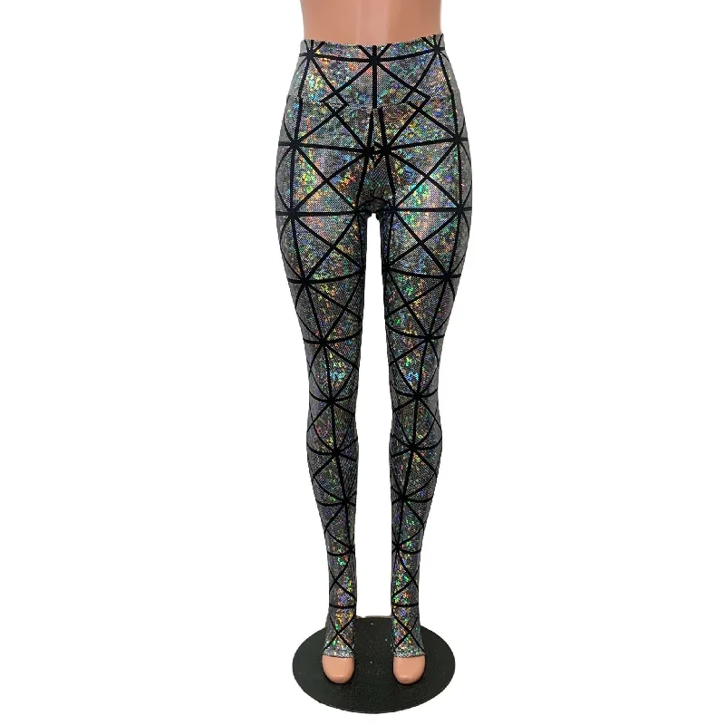 Silver Glass Pane Holographic Stirrup Leggings