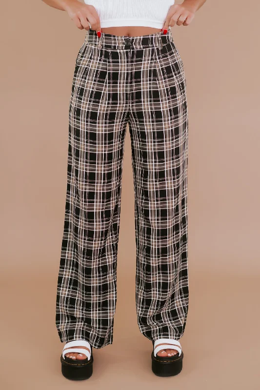 Streetwear Plaid Pant, Black