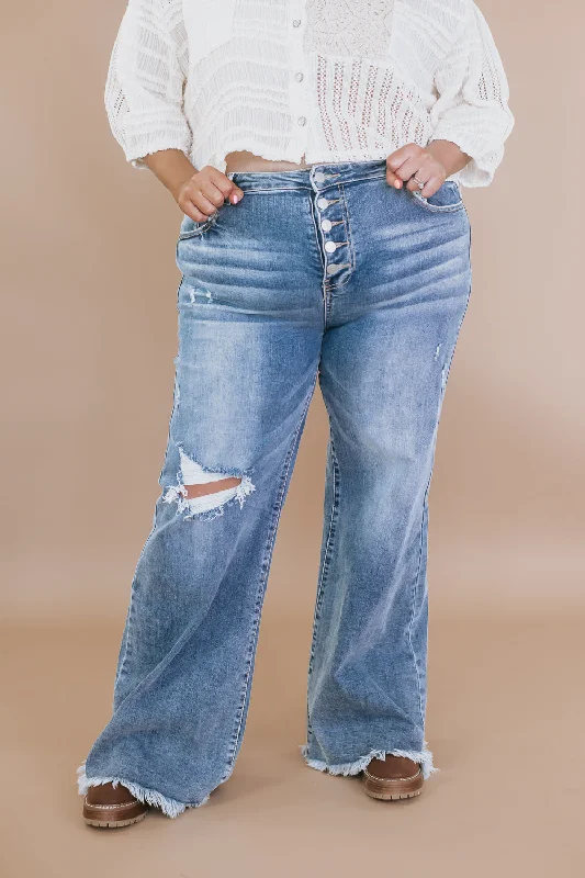 Wilder Wide Leg Mid Rise Jean, Medium RISEN