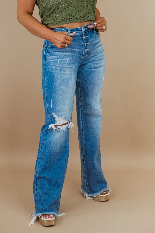 Wilder Wide Leg Mid Rise Jean, Medium RISEN