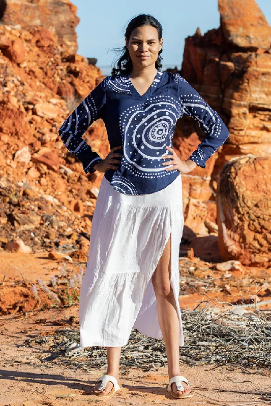 aboriginal-clothes-v-neck-womens-blouses-for-work-mother-earth