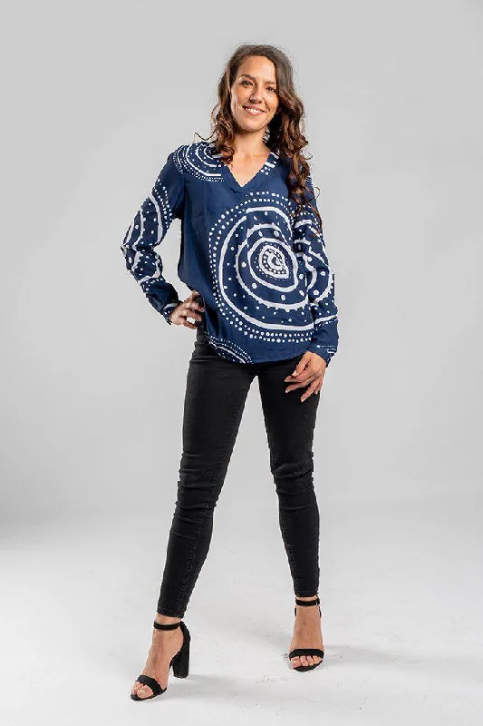 aboriginal-clothes-v-neck-womens-blouses-for-work-mother-earth