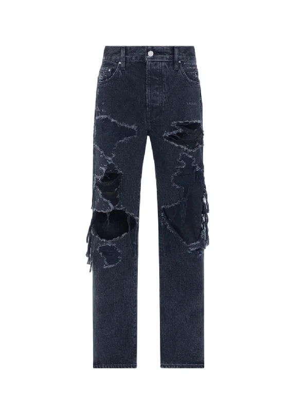 Distressed Straight Jeans