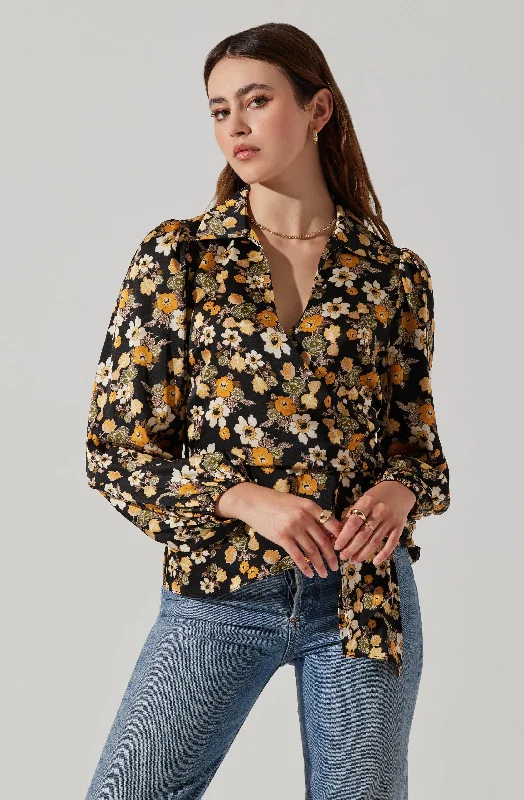 asymmetrical-collared-floral-wrap-top