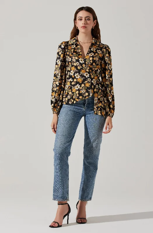 asymmetrical-collared-floral-wrap-top