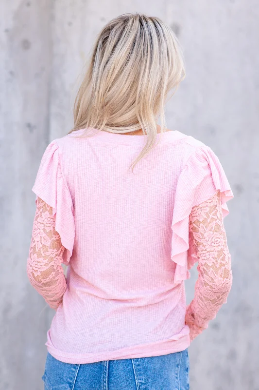 bibi-ruffled-lace-sleeve-rib-knit-top