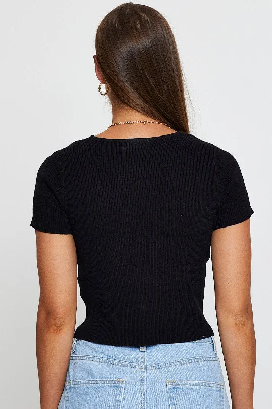 black-knit-top-short-sleeve-cut-out-kn1527-40pb