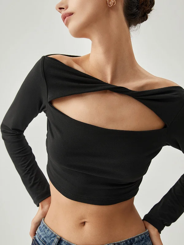 boat-neck-twisted-cutout-crop-shirt