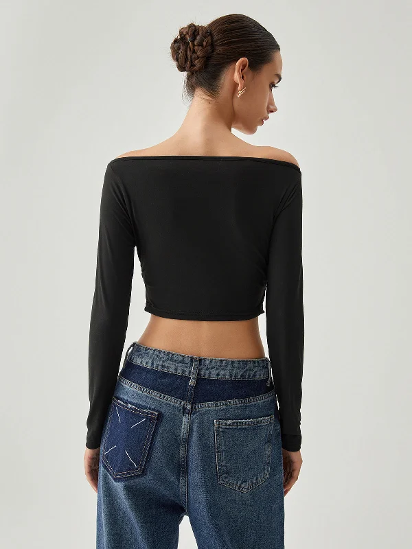 boat-neck-twisted-cutout-crop-shirt