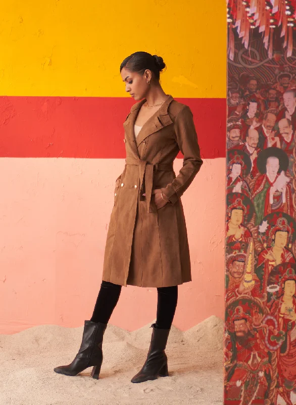 brown-long-coat-for-women-with-stand-collar-and-belt