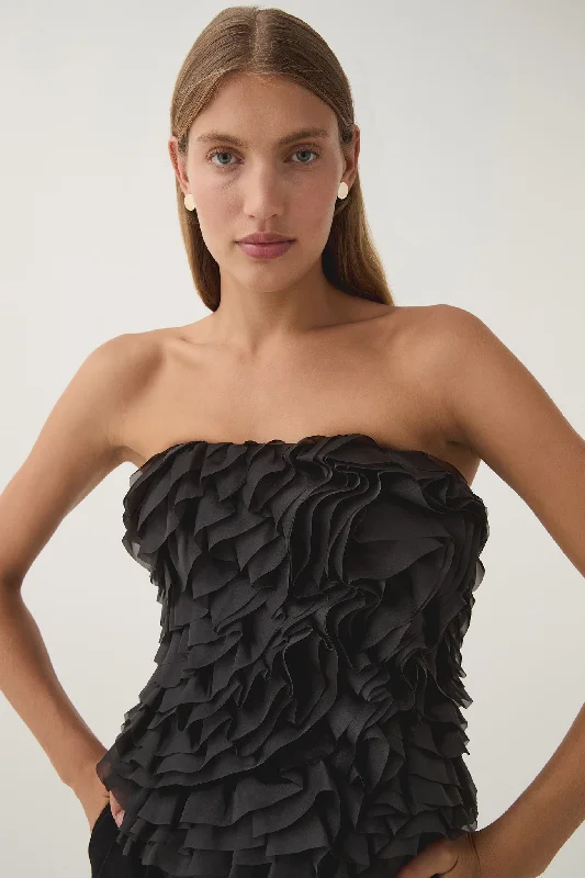 charmed-rosette-ruffle-bustier-black