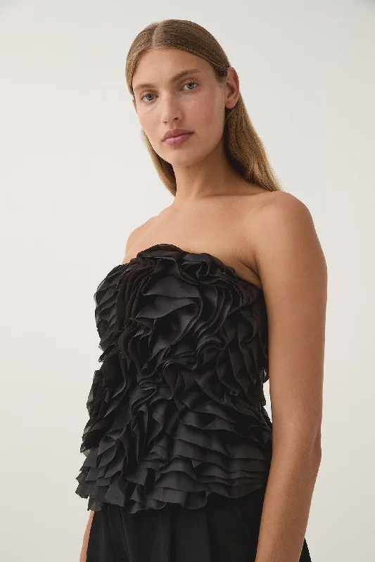 charmed-rosette-ruffle-bustier-black