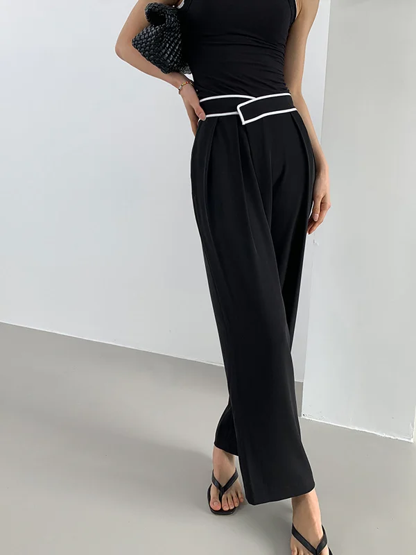 contrast-binding-relaxed-casual-pants