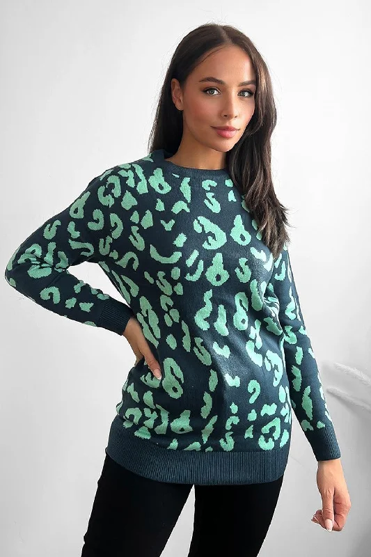 contrast-leopard-pattern-knitted-pullover