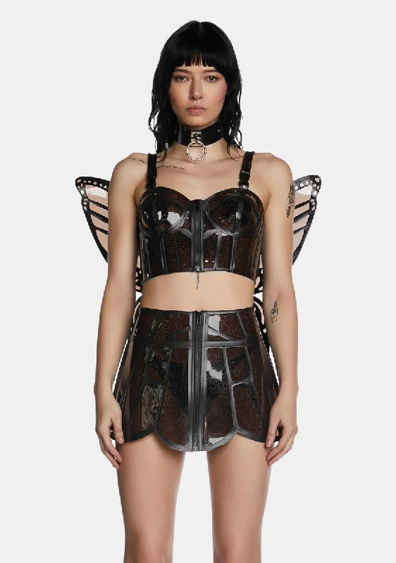 Dark Butterfly Supreme Glitter Bustier Top