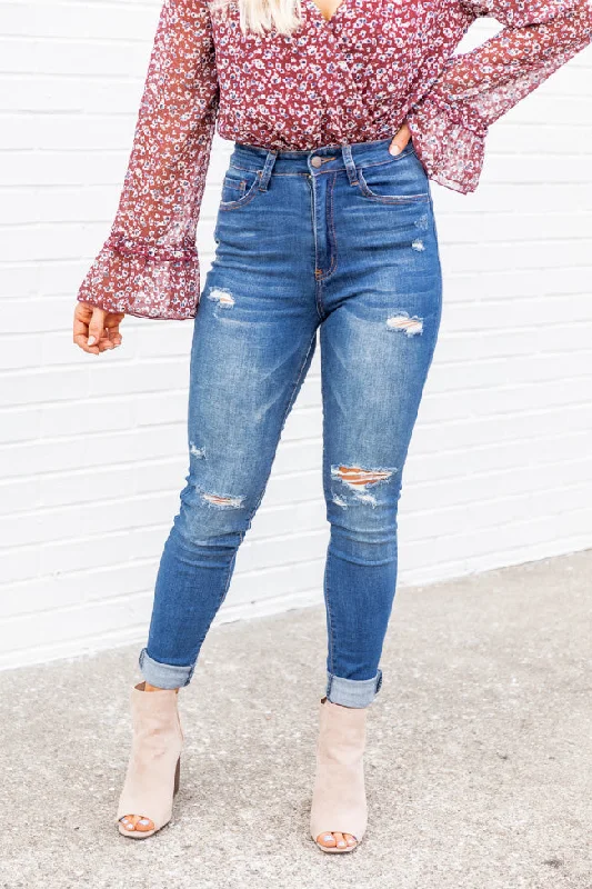 Ginger Distressed Medium Wash Skinny Jeans FINAL SALE