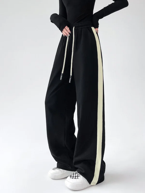 drawstring-contrast-trim-wide-leg-sweatpants