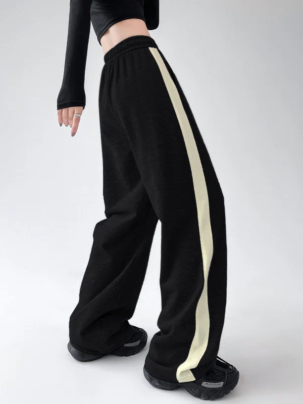 drawstring-contrast-trim-wide-leg-sweatpants