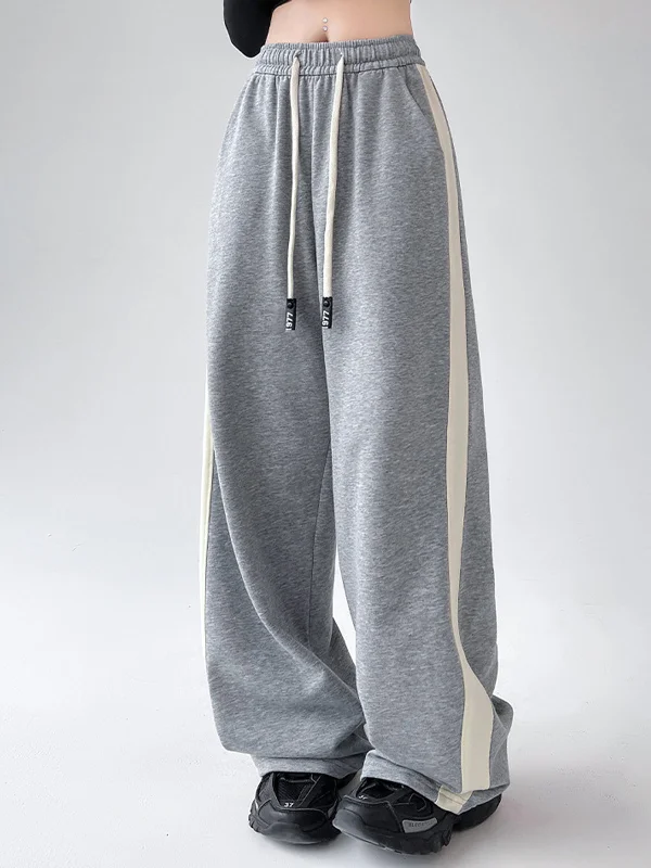 drawstring-contrast-trim-wide-leg-sweatpants