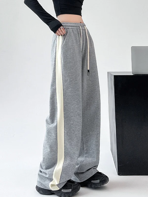 drawstring-contrast-trim-wide-leg-sweatpants