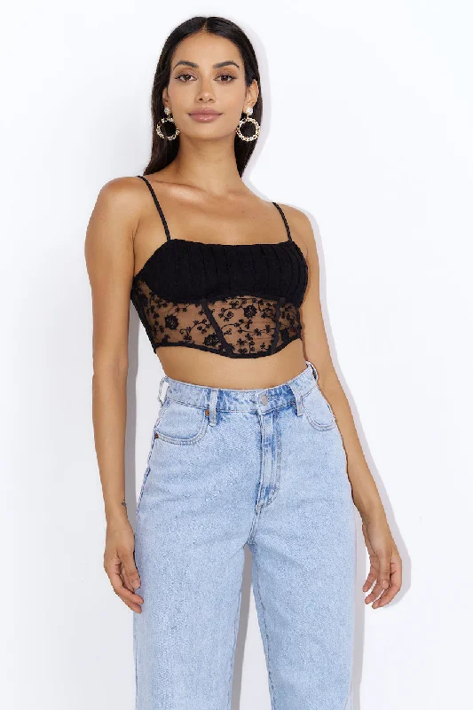 Dreamy Location Crop Top Black