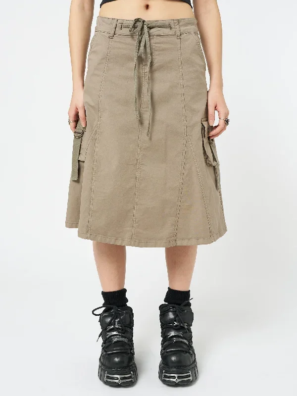 Fae Brown Cargo Midi Skirt