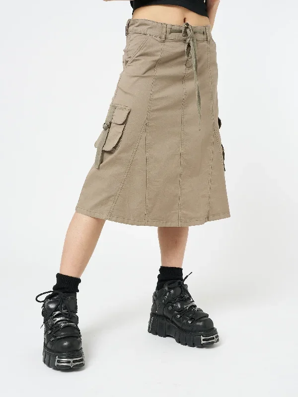 fae-brown-cargo-midi-skirt