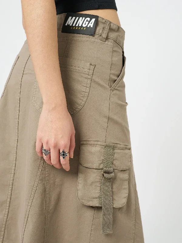 fae-brown-cargo-midi-skirt