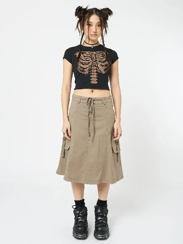 fae-brown-cargo-midi-skirt