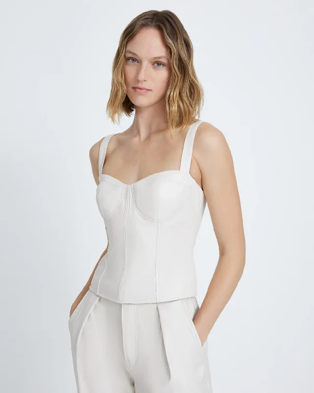 Faux Leather Bustier in Antique White