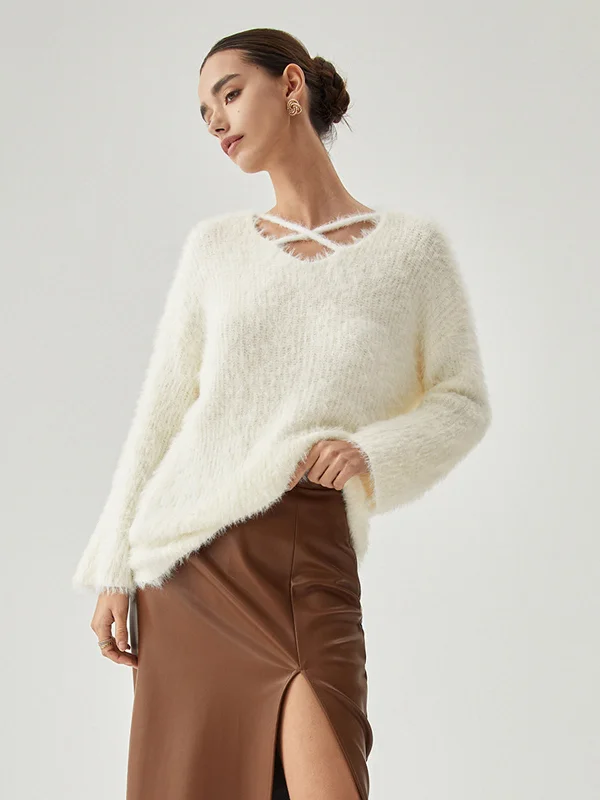 fluffy-v-neck-criss-cross-sweater