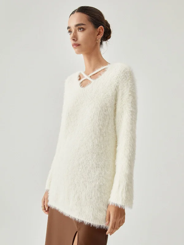 fluffy-v-neck-criss-cross-sweater